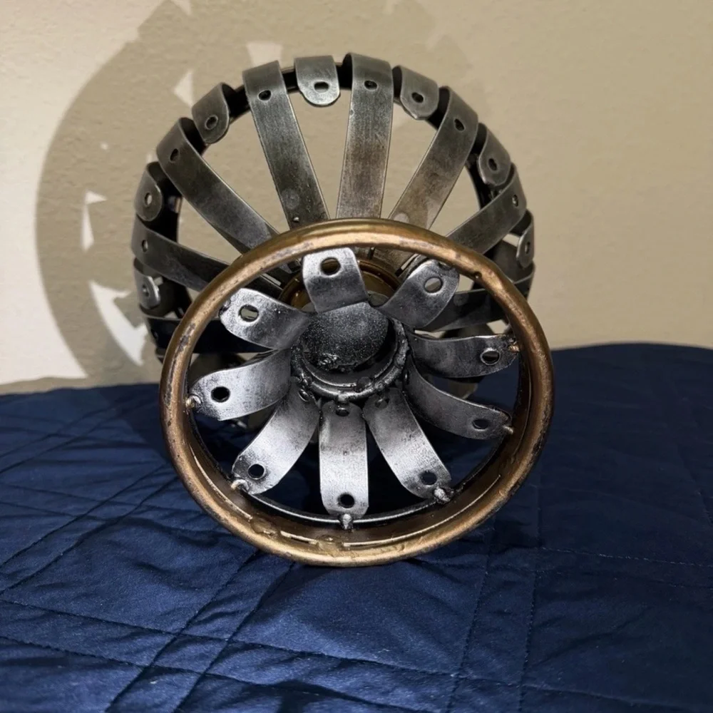 Handcrafted Rustic Metal Pedestal Bowl – Industrial Accent Piece ￼